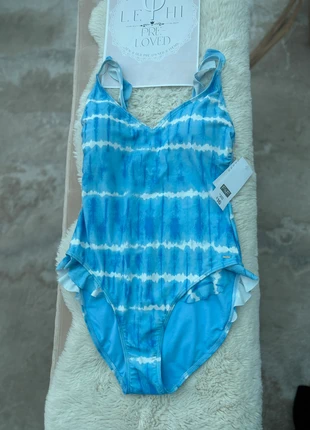 Woman’s Light Blue & White Tie-Dye Print One-Piece Swimsuit, brand: F&F, condition: New with tags, size: L / 12, £6.00, £7.00 includes Buyer Protection