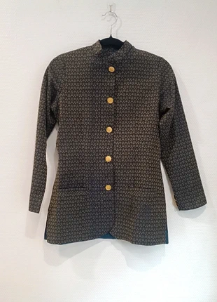 Blazer cintré marine motif abeille doré, brand: Fait Main, condizioni: Ottime, taglia: S / IT 40 / EU 36, €17.00, €18.55 include la Protezione acquisti Pro