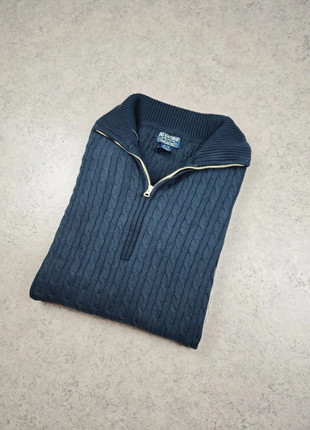 Pull Half Zip Torsadé Raph Lauren - Demi zippé torsadé Vintage - col camionneur bleu - taille XL, marque: Ralph Lauren, état: Très bon état, taille: XL, 35,00 €, 37,45 € Protection acheteurs (Pro) incluse