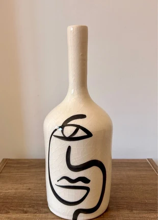 Vase visage abstrait en céramique - fait main à Marrakech, marque: Souks & sables, état: Neuf avec étiquette, 25,00 €, 26,95 € Protection acheteurs incluse