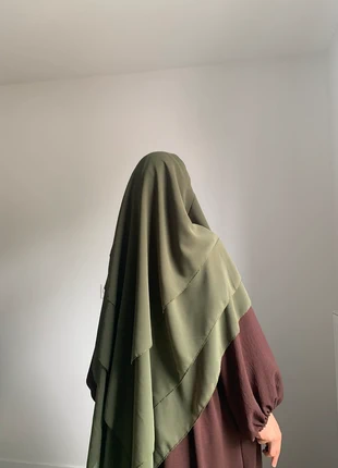 khimar 3 voiles vert kaki en mousseline, zustand: Sehr gut, 13,75 €, 15,14 € beinhaltet Vinted-Käuferschutz Pro