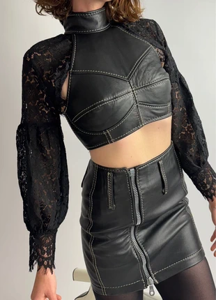 70s 80s Ensemble jupe et bustier cuir véritable zip riri disco glam, marque: Vintage, état: Très bon état, taille: XS / 34 / 6, 280,00 €, 294,70 € Protection acheteurs (Pro) incluse