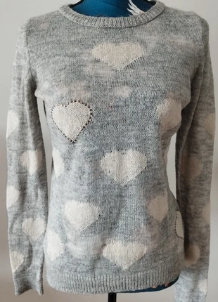 Pull laine et angora gris coeur strass Dorothy Perkins, marque: Dorothy Perkins, état: Très bon état, taille: M / 38 / 10, 10,00 €, 11,20 € Protection acheteurs (Pro) incluse