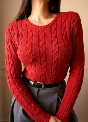 Pull col rond Chaps by Ralph Lauren en maille rouge - 100% Coton - Luxe - Femme taille M, marque: Chaps Ralph Lauren, état: Très bon état, taille: M / 38 / 10, 49,99 €, 53,19 € Protection acheteurs (Pro) incluse