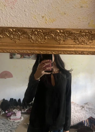 Blouse fluide légère noire ouverture derrière et devant bershka S, marca: Bershka, estado: Muy bueno, tamaño: S / 36 / 8, 4,00 €, 4,90 € Protección al comprador incluida