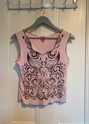 Gorgeous Y2K 2000s cybersigilism tribal graphic top, condition: Very good, size: M / UK 12-14, £9.00, £10.15 includes Buyer Protection