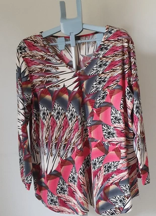 T50-52 Blouse fluide grande taille Bleu Bonheur aux couleurs automnales, merk: Bleu bonheur, staat: Heel goed, maat: 5XL / 50 / 22, € 10,00, € 11,20 inclusief Kopersbescherming