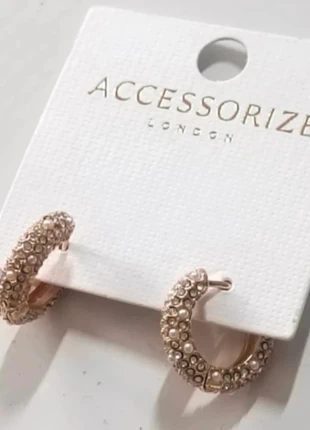 Accessorize Diamante & Pearl Embellished Huggie Hoop Earrings – Elegant & Sparkly, brand: Accessorize, condition: New without tags, £3.99, £4.89 includes Buyer Protection