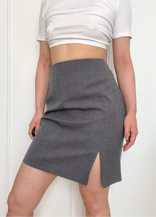 Jupe gris chiné fendue vintage - Emmanuelle de, marque: Vintage Dressing, état: Très bon état, taille: S / 36 / 8, 10,00 €, 11,20 € Protection acheteurs incluse