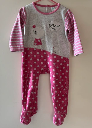 🩷 Pyjama velours TEX Baby 18 mois – ours rose à pois, brand: TEX, condition: Good, size: 12-18 months / 80 cm, €1.50, €2.28 includes Buyer Protection