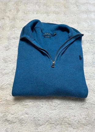 Pull sweat half 1/4 zip Ralph Lauren couleur bleu logo bleu taille L en bon état, brand: Ralph Lauren, condition: Good, size: L, €40.00, €42.70 includes Buyer Protection
