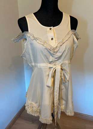 Blouse vintage originale écru nouée sous la poitrine brides sur les épaules 42-44, zustand: Sehr gut, größe: XXL / 44 / 16, 14,00 €, 15,40 € inklusive Vinted-Käuferschutz