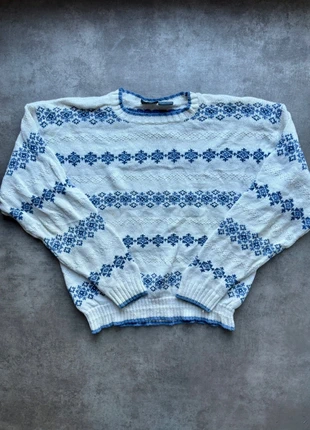 Pull vintage à motif crazy blanc bleu, S, marke: Crazy, zustand: Sehr gut, größe: S / 36 / 8, 19,90 €, 21,60 € inklusive Vinted-Käuferschutz