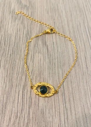 Bracelet fin doré réglable Oeil pierre noire acier inoxydable, brand: Tendance, condizioni: Ottime, €9.00, €10.15 include la Protezione acquisti Pro