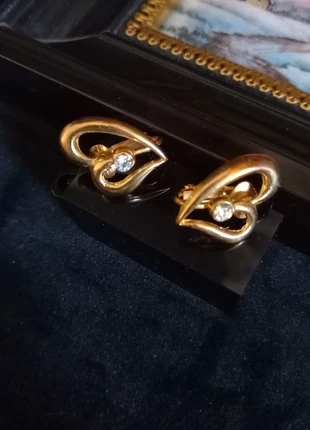 Jolie petite paire de boucles d'oreilles vintage à clips en forme de cœur avec un brillant, marque: Vintage Chic, état: Très bon état, 9,99 €, 11,19 € Protection acheteurs (Pro) incluse