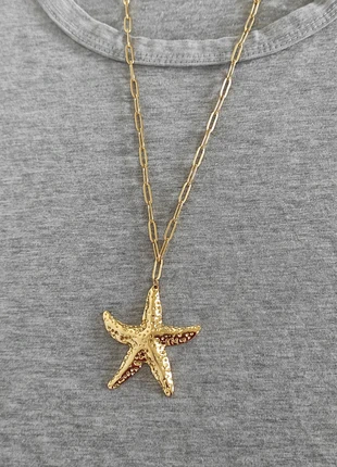 Collier doré avec pendentif étoile de mer, chaîne et pendentif en acier inoxydable, condition: Very good, €13.00, €14.35 includes Buyer Protection