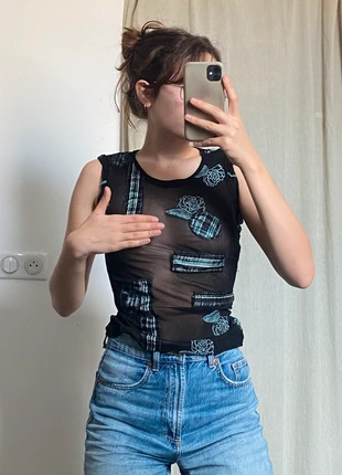 Top mesh transparent patchwork broderie vintage y2k grunge, brand: Vintage Dressing, condition: Very good, size: S / 36 / 8, €15.00, €16.45 includes Buyer Protection