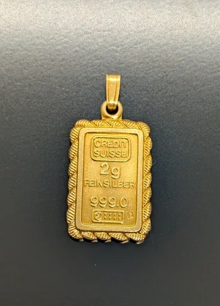 Pendentif lingot en métal plaqué or, marque: Vintage Dressing, état: Très bon état, 6,00 €, 7,00 € Protection acheteurs (Pro) incluse
