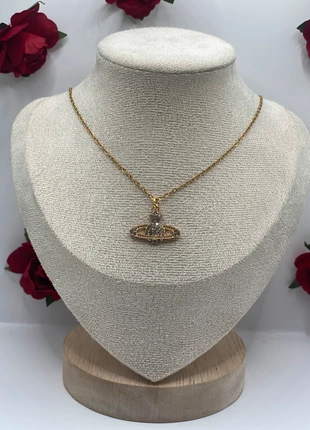 Collier doré planète strassée – bijou élégant acier inoxydable, brand: La boutique d’Elolo, condition: Very good, €10.00, €11.20 includes Buyer Protection Pro