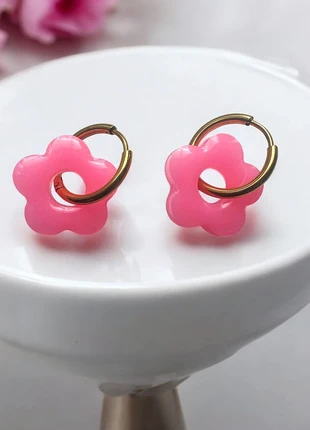 Boucles d’oreilles créole fleur rose blush pastel, marque: c-a-lylie, état: Neuf sans étiquette, 12,90 €, 14,25 € Protection acheteurs (Pro) incluse