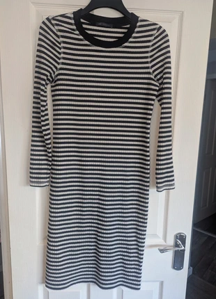 M&S Collection Striped Ribbed Midi Dress – Black/White – Size 10, brand: Marks & Spencer, condition: Very good, size: M / 10, £6.00, £7.00 includes Buyer Protection