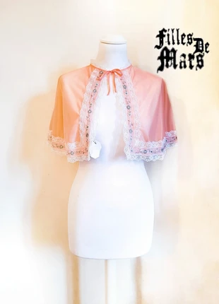 𓊆ℱ𝒟ℳ 𓊇 apricot victorian rococó detachable cape bolero with flowery lace collar caplet cloak, marque: COQUETTE, état: Très bon état, taille: M / 38 / 10, 14,00 €, 15,40 € Protection acheteurs incluse
