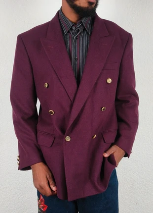 Blazer en laine Vintage Bordeaux Bouton doré à épaulettes - homme L, marque: Vintage Dressing, état: Très bon état, taille: L, 45,00 €, 47,95 € Protection acheteurs incluse