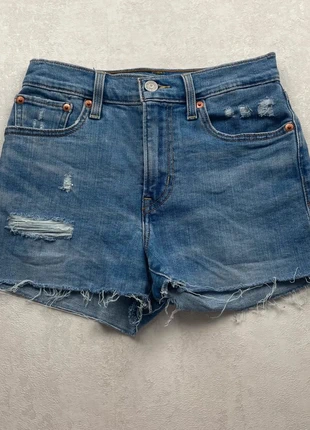 Short en jean déchiré Levi’s Original W24 Femme – Délavage clair bord franc Taille 34 FR**, merk: Levi Strauss & Co., staat: Heel goed, maat: XS / 34 / 6, € 16,00, € 17,50 inclusief Kopersbescherming