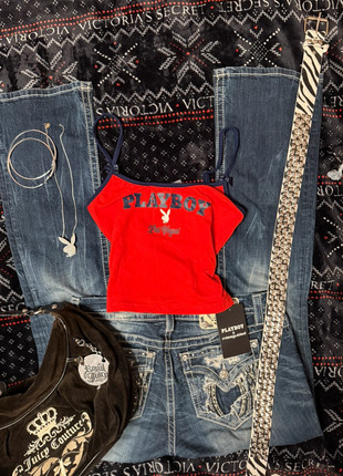 y2k Playboy “Las Vegas” red camisole top with bows, marque: Playboy, état: Neuf avec étiquette, taille: XS / 34 / 6, 25,00 €, 26,95 € Protection acheteurs incluse