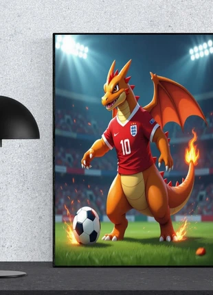 Fiery Football Spirit – Fantasy Digital Art Print (A4 Glossy 250gsm), brand: Art, condition: New without tags, £5.00, £5.95 includes Buyer Protection Pro