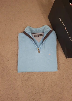 Half zip 1/4 zip col camionneur logo brodé Tommy Hilfiger / taille M / bleu, brand: Tommy Hilfiger, condition: Satisfactory, size: M, €15.00, €16.45 includes Buyer Protection