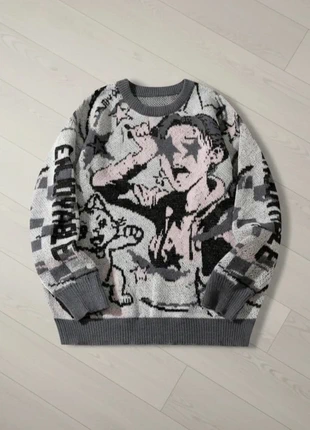 Pull Tricot Oversize Motif Comics Pop Art Gris Noir Rose, marque: Vintage Dressing, état: Très bon état, taille: M, 55,00 €, 58,45 € Protection acheteurs incluse