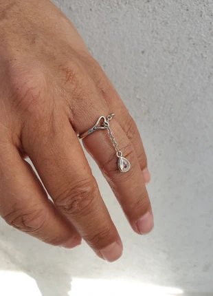 🌺 Superbe et Chic Bague Chaînette en Argent S925 Orné D'une Pierre Cubique De Zircon, marke: Argent, zustand: Neu, größe: Größenverstellbar, 13,90 €, 15,30 € inklusive Vinted-Käuferschutz