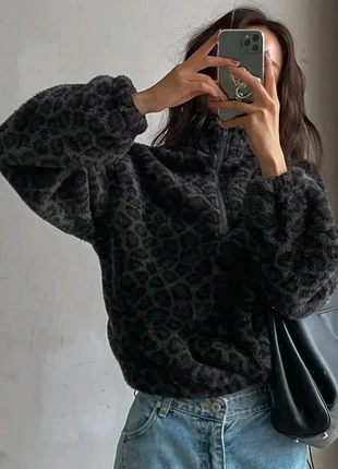 Veste polaire half zip avec motif léopard - Taille M - Couleur : Noir, marque: Vintage Dressing, état: Neuf sans étiquette, taille: M / 38 / 10, 40,00 €, 42,70 € Protection acheteurs incluse