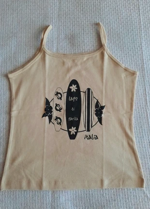Women's vintage beige graphic tank top M, marque: ST, état: Neuf sans étiquette, taille: M / 38 / 10, 9,90 €, 11,10 € Protection acheteurs incluse