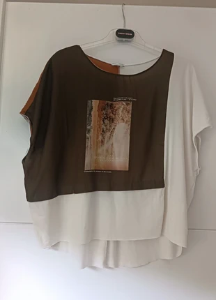 Blouse fluide bicolore imprimé photo, marca: Zara, estado: Muy bueno, tamaño: M / 38 / 10, 2,00 €, 2,80 € Protección al comprador incluida