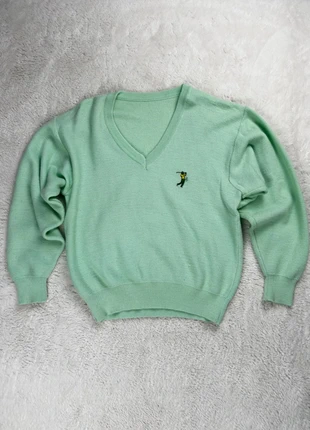 Pull col V en laine vintage bleu menthe, marque: Vintage Dressing, état: Neuf sans étiquette, taille: S, 25,55 €, 27,53 € Protection acheteurs incluse