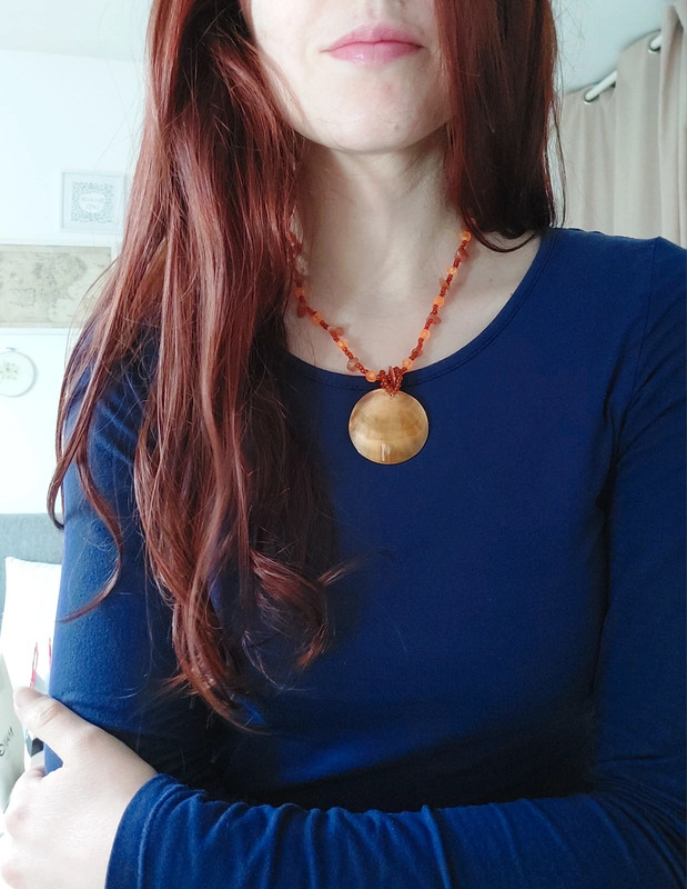 Lot de 3 colliers fantaisie tons orange et doré - photo numéro 8