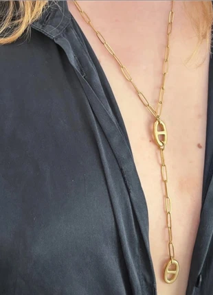 Collier sautoir en acier inoxydable doré et tendance maille marine doublé, brand: Tendance, condition: Very good, €12.00, €13.30 includes Buyer Protection Pro