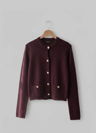 Cardigan bordeaux tricoté à boutons dorés – taille M, chic et chaud, état: Neuf sans étiquette, taille: M / 38 / 10, 45,00 €, 47,95 € Protection acheteurs incluse