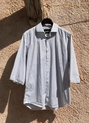 Chemise Massimo Dutti blanche à rayures bleu foncé, marca: Massimo Dutti, estado: Muy bueno, tamaño: M, 5,00 €, 5,95 € Protección al comprador incluida