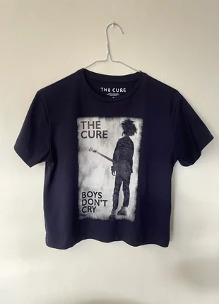 The Cure dark navy cropped graphic band tee, size M, brand: The Cure, condition: Very good, size: M / 10, £15.00, £16.45 includes Buyer Protection