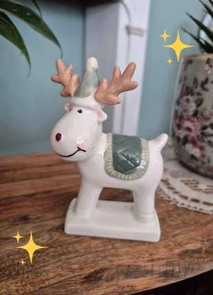 Renne de Noël en céramique blanche et verte 12 cm de hauteur thème noël, marque: stachville, état: Neuf sans étiquette, 14,50 €, 15,93 € Protection acheteurs (Pro) incluse
