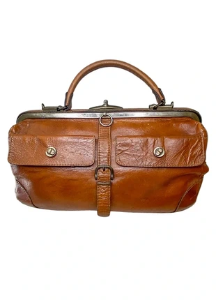 Magnifique sac à main en cuir marron caramel 50s, brand: Vintage, condition: Good, €49.00, €52.15 includes Buyer Protection