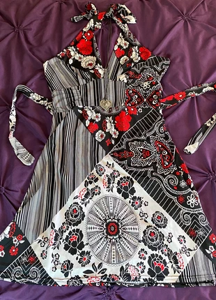 Robe col halter coquette bohème imprimé style patchwork rayures fleuri mandala Made in France, marque: COQUETTE, état: Très bon état, taille: M / 38 / 10, 24,99 €, 26,94 € Protection acheteurs incluse