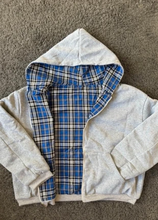 Sweat zip à capuche bleu gris réversible style y2k, marque: y2k, état: Très bon état, taille: M, 55,00 €, 58,45 € Protection acheteurs incluse