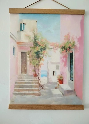 Affiche peinture à l'huile ruelle paysage pastelle, condition: Very good, €8.00, €9.10 includes Buyer Protection Pro