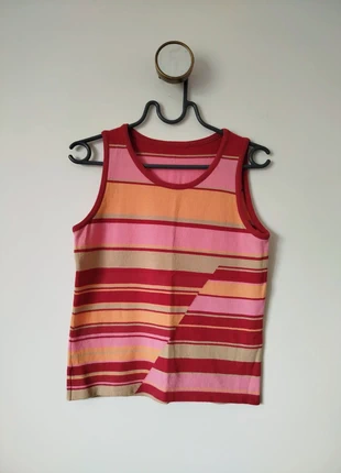 Top multicolore vintage en viscose, merk: Vintage Dressing, staat: Heel goed, maat: S / 36 / 8, € 10,00, € 11,20 inclusief Kopersbescherming Pro