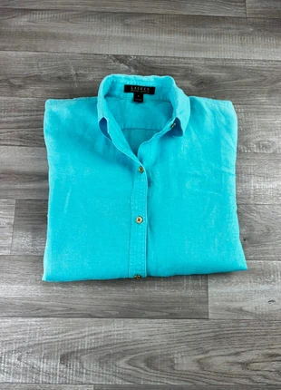 Chemise Oversize Fit en lin Ralph Lauren - Bleu Turquoise Taille S, marque: Ralph Lauren, état: Très bon état, taille: S / 36 / 8, 69,00 €, 73,15 € Protection acheteurs incluse