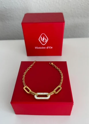 bracelet large maille rectangle pendentif strass diamant zircon chaine or fin acier inoxydable, marque: histoire d'or, état: Très bon état, 17,00 €, 18,55 € Protection acheteurs (Pro) incluse
